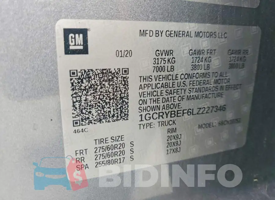 1GCRYBEF6LZ227346 Photo# 12