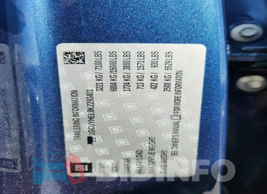 1GCUYHEL8KZ293401 Photo# 12