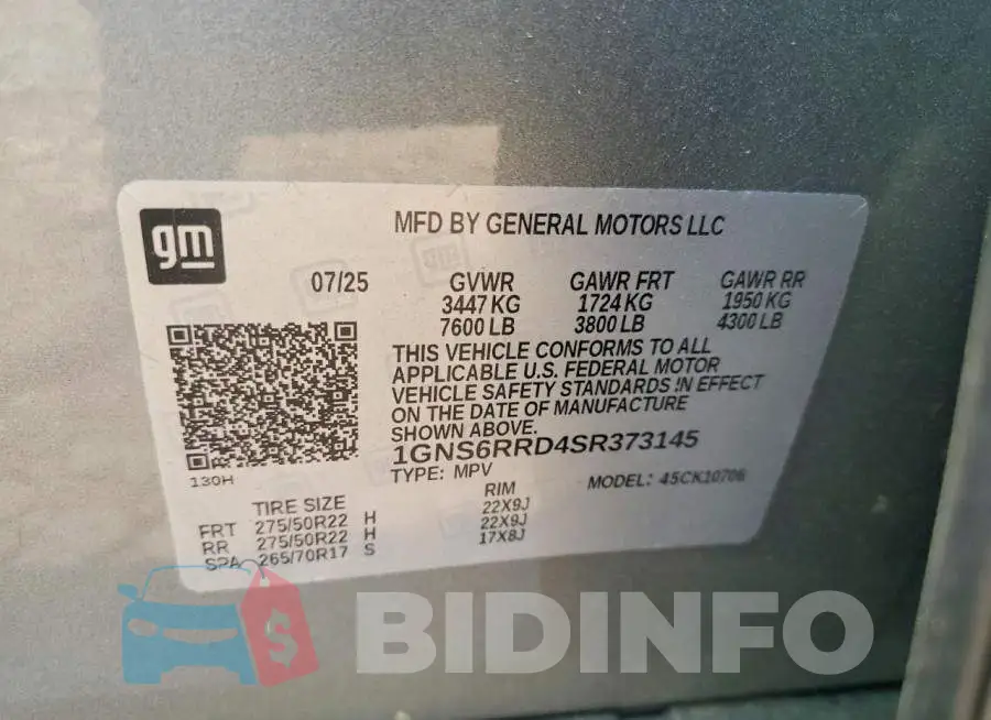 1GNS6RRD4SR373145 Photo# 13