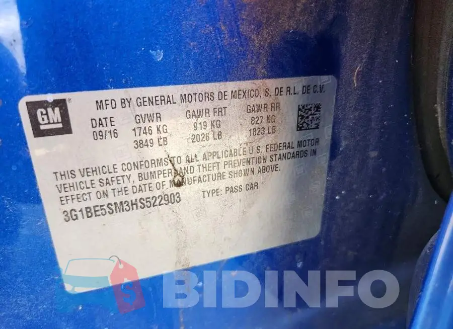 3G1BE5SM3HS522903 Photo# 12