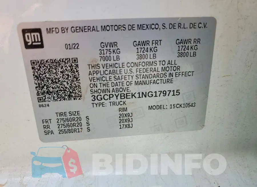 3GCPYBEK1NG179715 Photo# 12