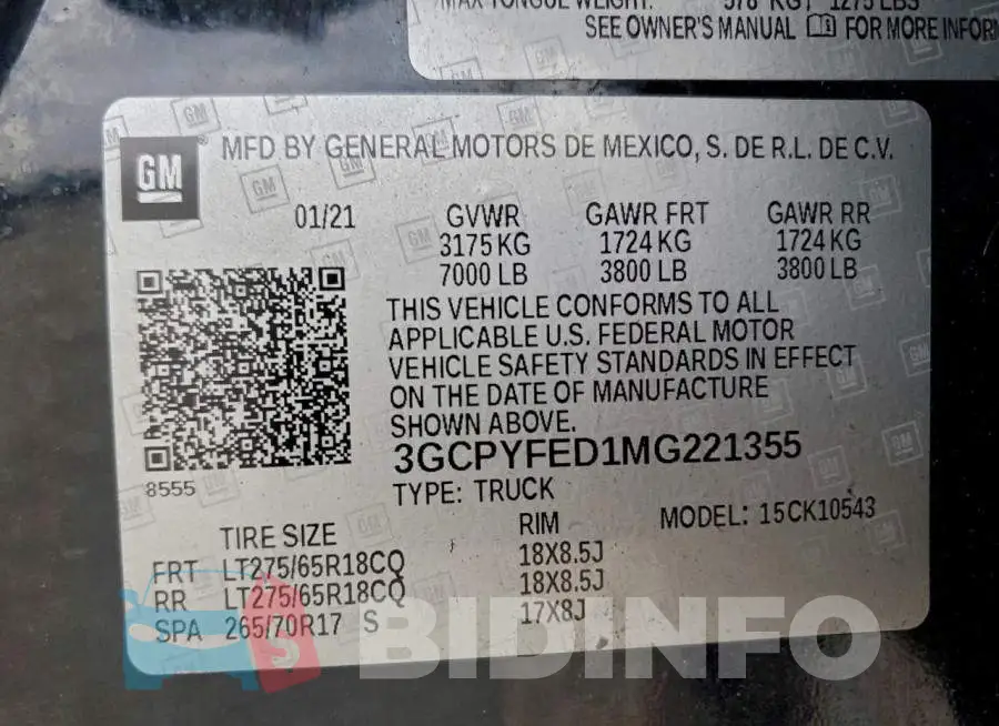 3GCPYFED1MG221355 Photo# 13