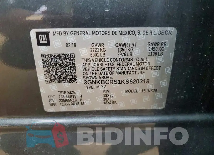 3GNKBCRS1KS620318 Photo# 13