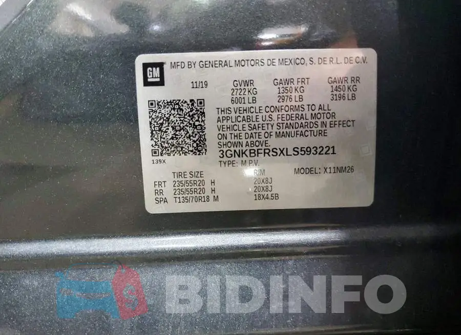 3GNKBFRSXLS593221 Photo# 14