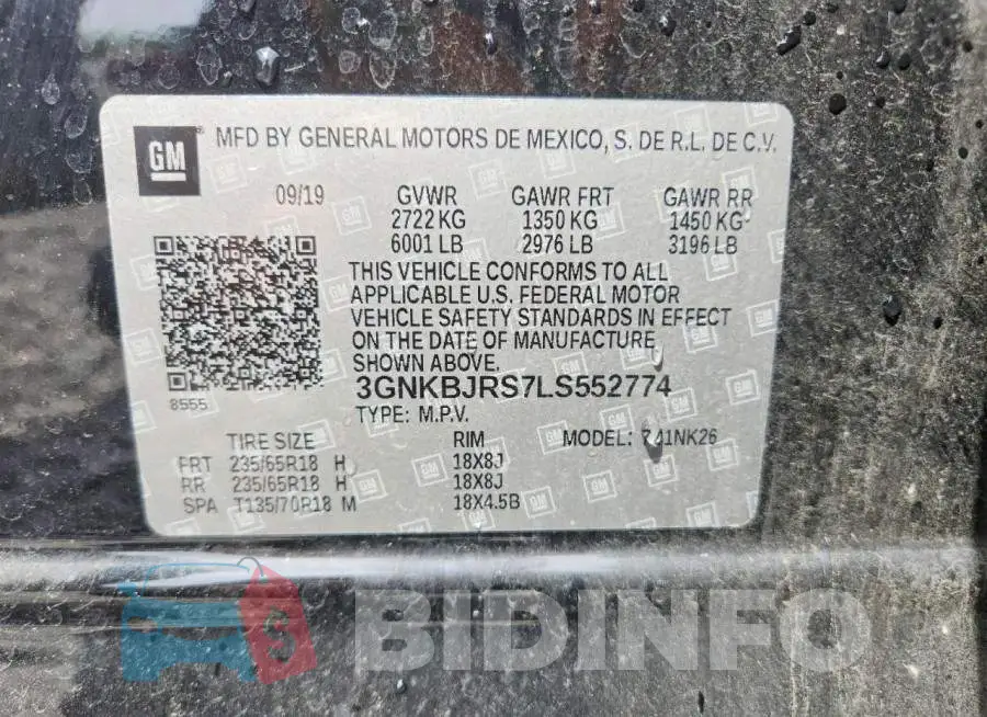 3GNKBJRS7LS552774 Photo# 13