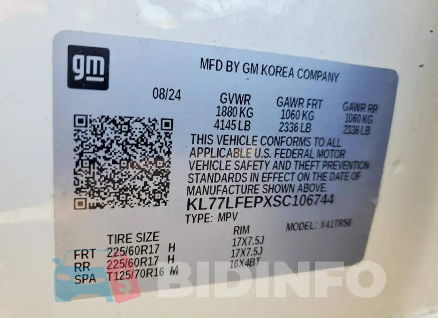KL77LFEPXSC106744 Photo# 13