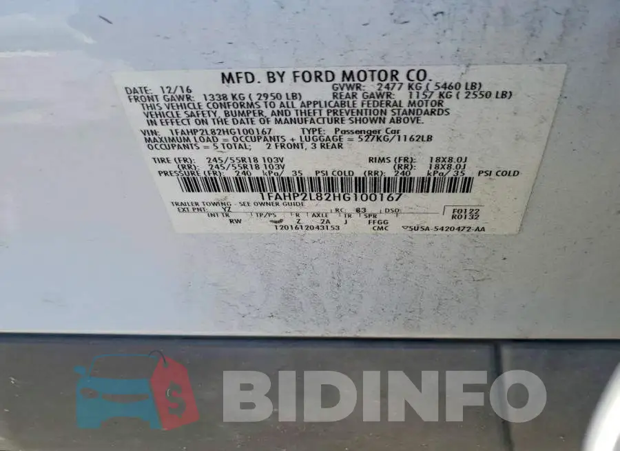 1FAHP2L82HG100167 Photo# 12