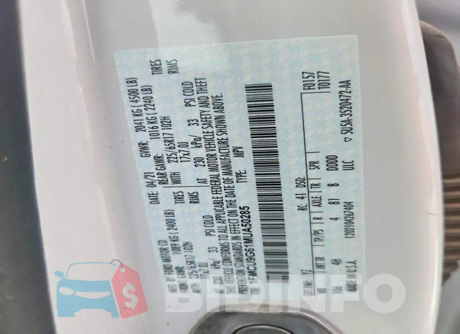 1FMCU9G61MUA50285 Photo# 14