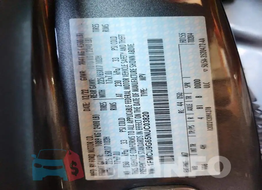 1FMCU9G65NUC03820 Photo# 14