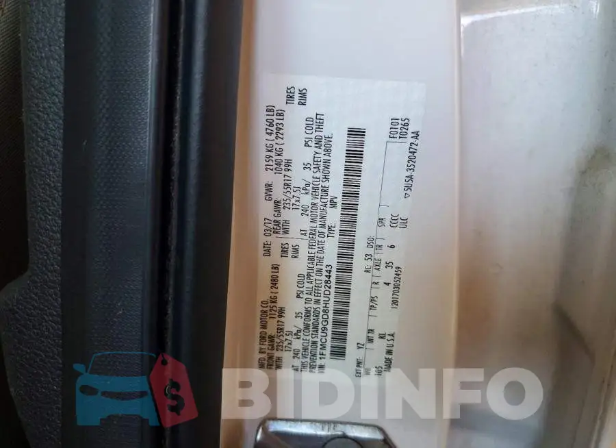 1FMCU9GD8HUD28443 Photo# 12