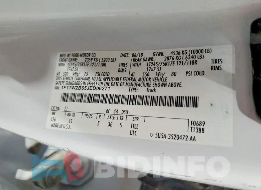 1FT7W2B65JED06271 Photo# 12