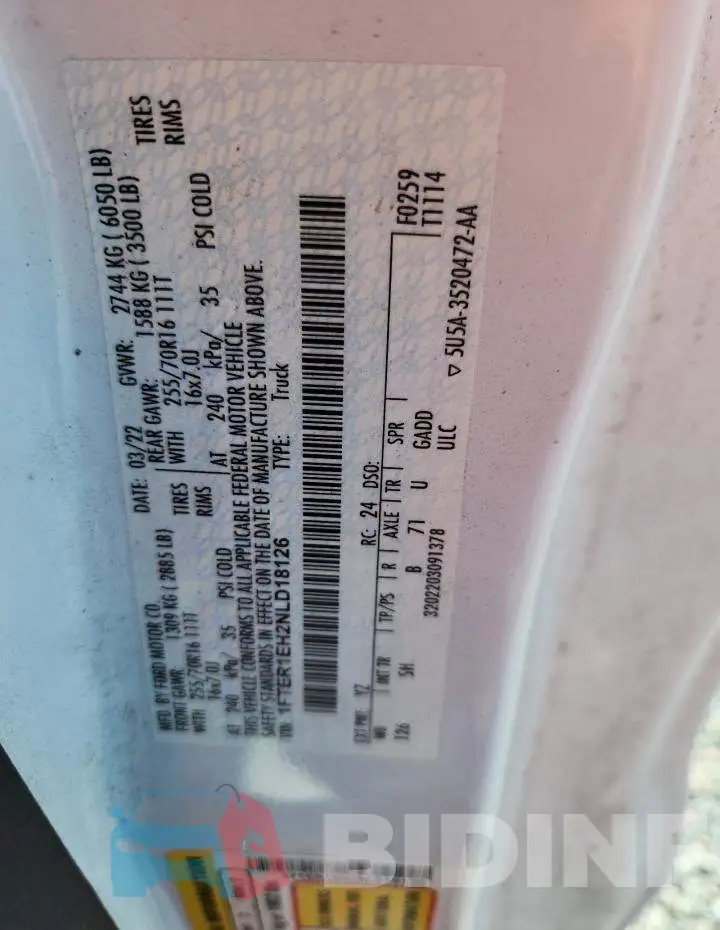 1FTER1EH2NLD18126 Photo# 12