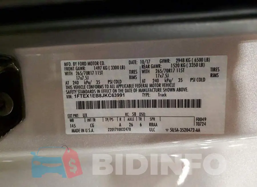 1FTEX1EB8JKC63991 Photo# 12