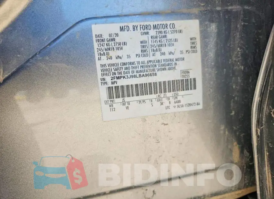 2FMPK3J98LBA96658 Photo# 12