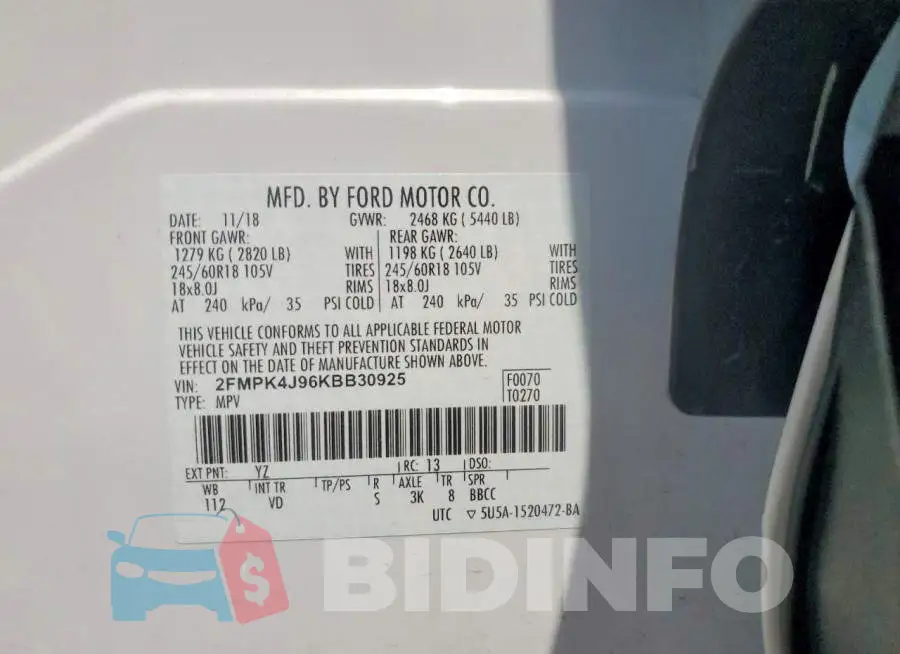 2FMPK4J96KBB30925 Photo# 13