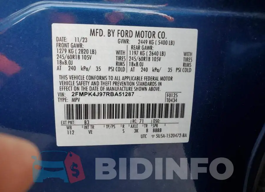 2FMPK4J97RBA51287 Photo# 13