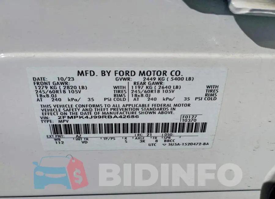 2FMPK4J99RBA42686 Photo# 14