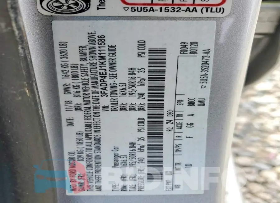 3FADP4EJ1KM111586 Photo# 12