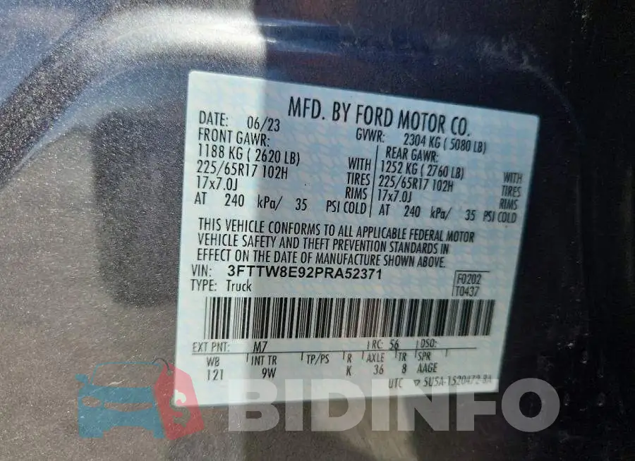 3FTTW8E92PRA52371 Photo# 13