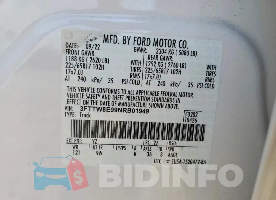 3FTTW8E99NRB01949 Photo# 12