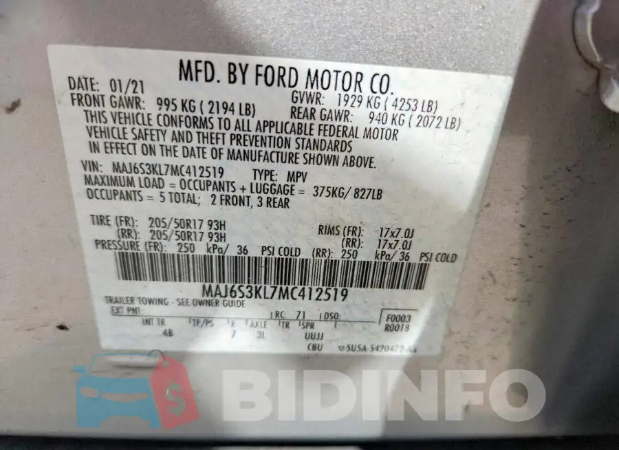 MAJ6S3KL7MC412519 Photo# 13