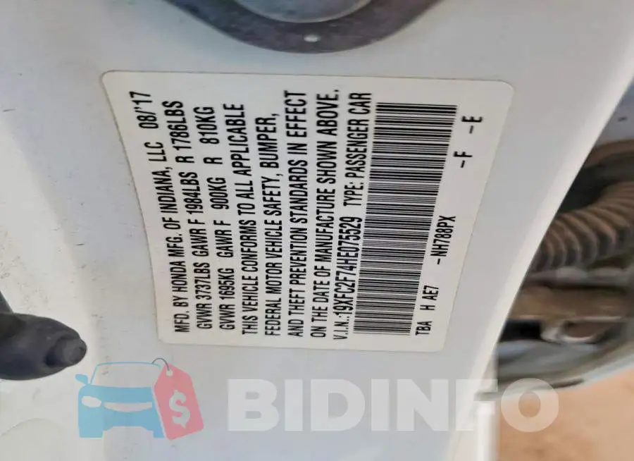 19XFC2F74HE075529 Photo# 12
