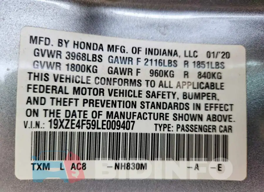 19XZE4F59LE009407 Photo# 12