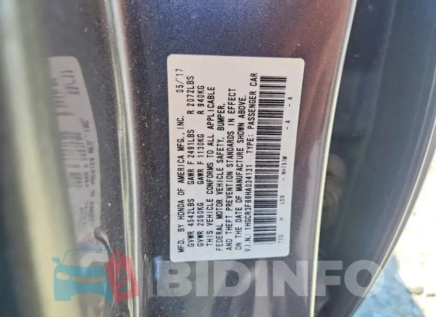 1HGCR3F86HA034131 Photo# 12