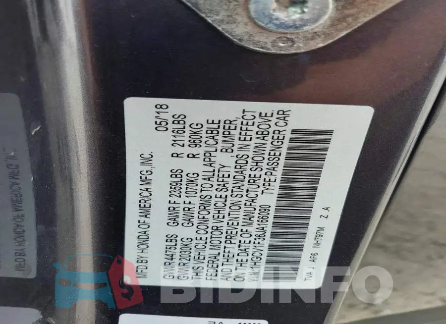 1HGCV1F36JA166090 Photo# 12