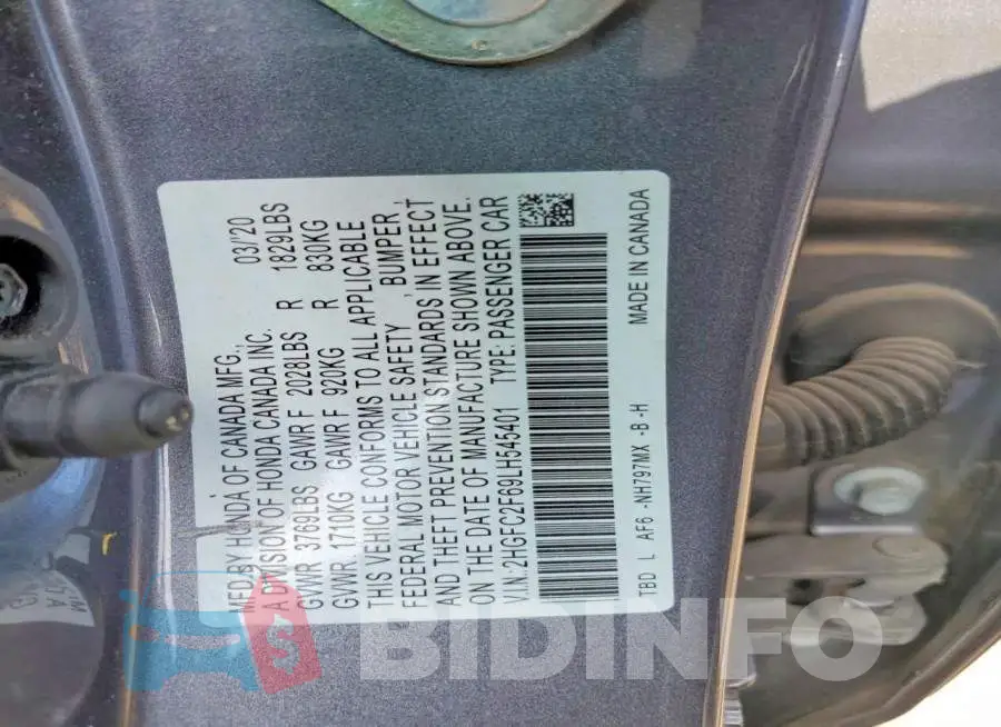 2HGFC2F69LH545401 Photo# 12