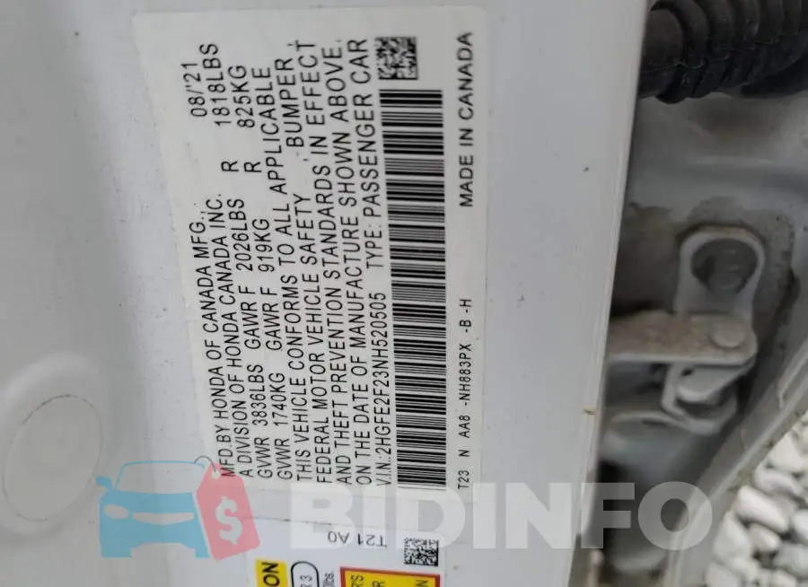 2HGFE2F23NH520505 Photo# 12