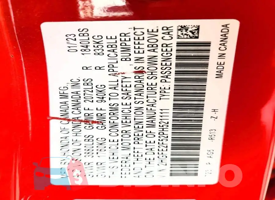 2HGFE2F52PH521111 Photo# 13