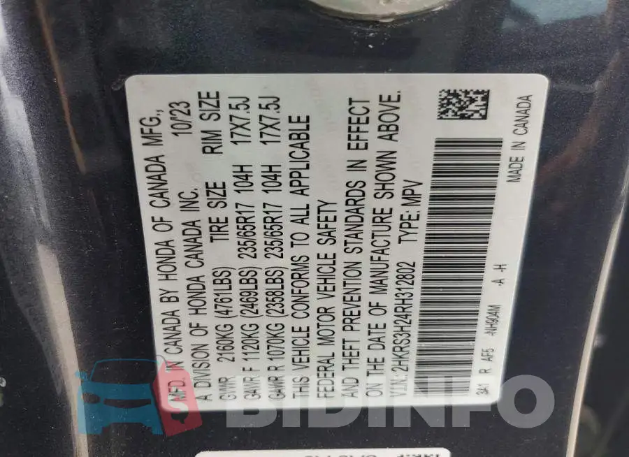 2HKRS3H24RH312802 Photo# 13