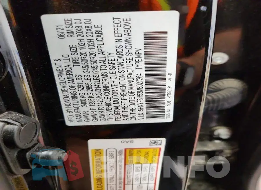 5FNYF8H53MB027264 Photo# 12