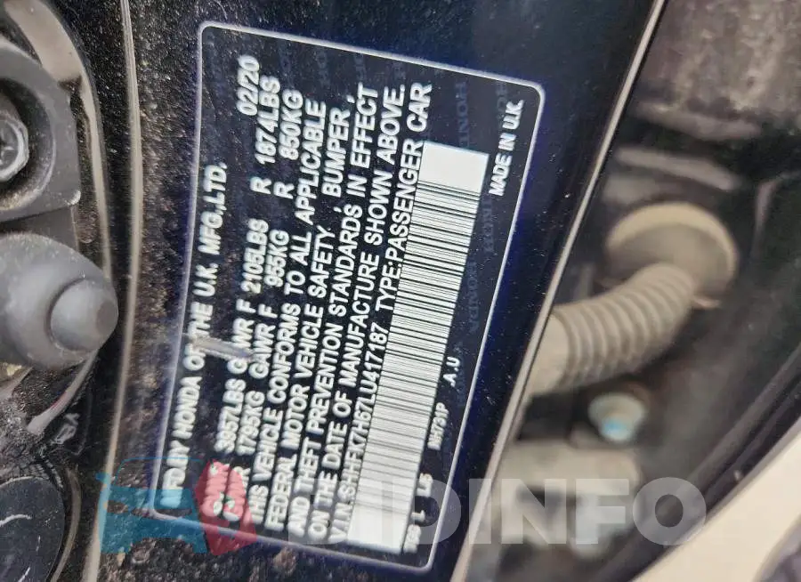SHHFK7H67LU417187 Photo# 12