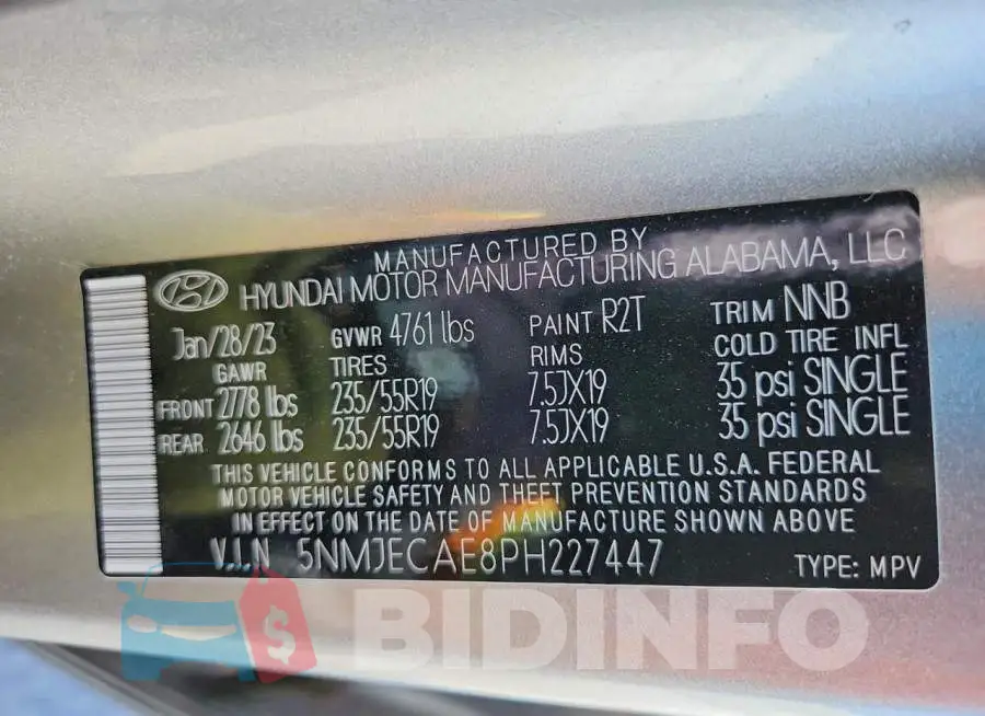 5NMJECAE8PH227447 Photo# 14