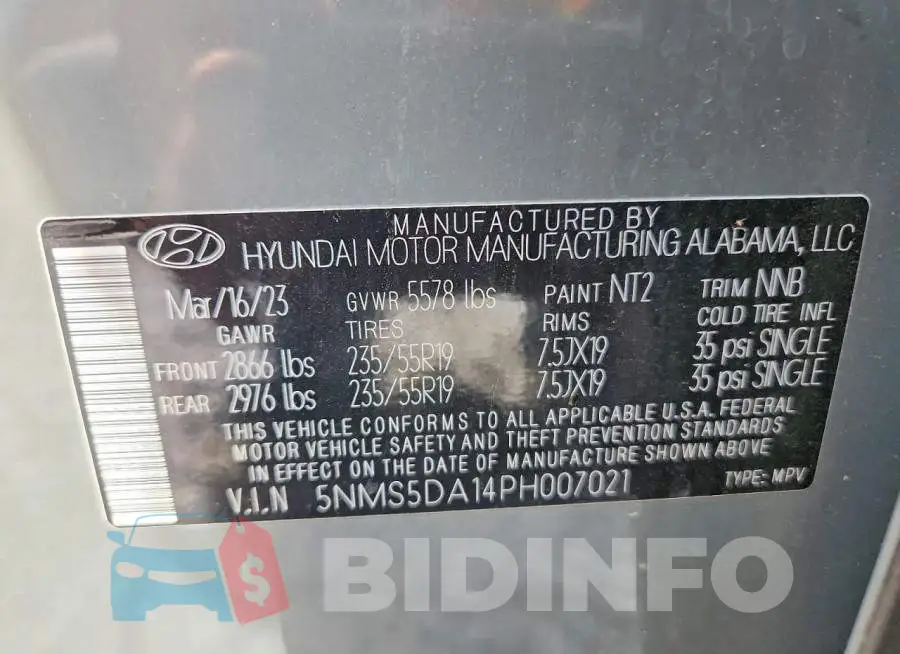 5NMS5DA14PH007021 Photo# 14