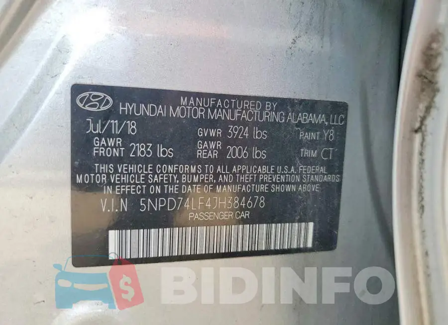 5NPD74LF4JH384678 Photo# 12