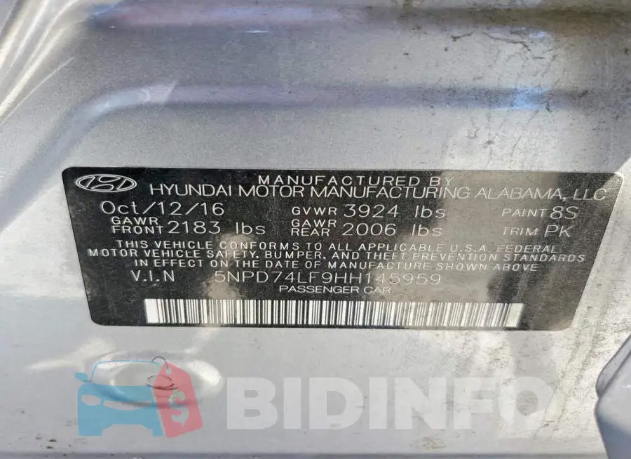 5NPD74LF9HH145959 Photo# 13