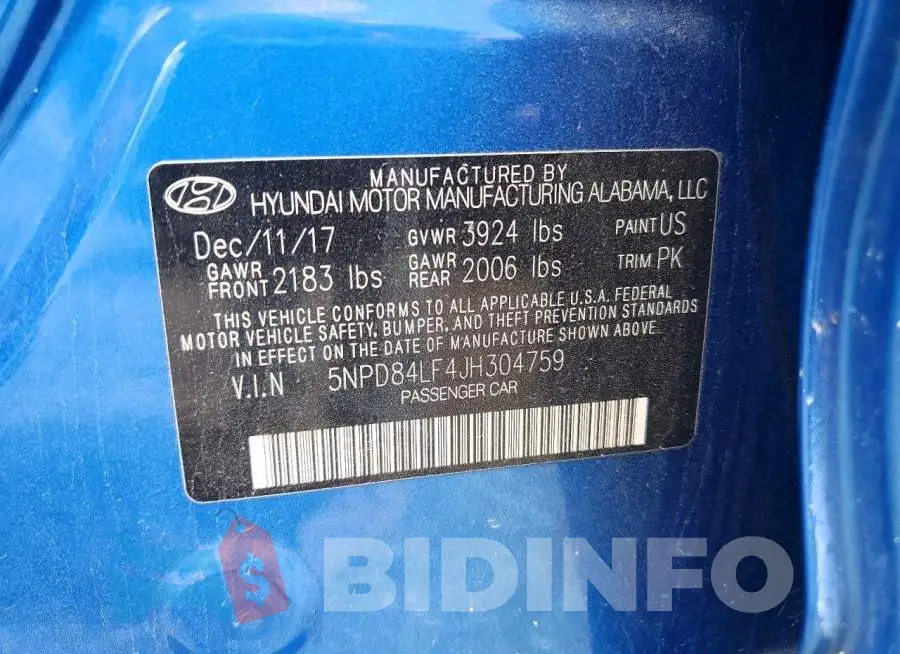 5NPD84LF4JH304759 Photo# 12