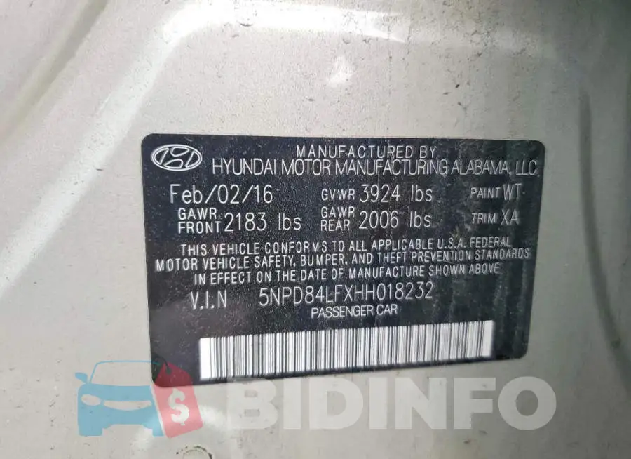 5NPD84LFXHH018232 Photo# 13