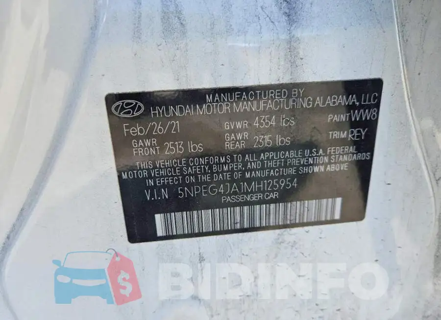 5NPEG4JA1MH125954 Photo# 12