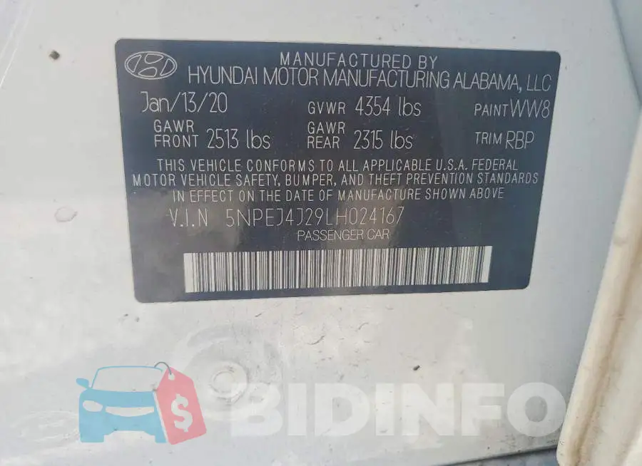5NPEJ4J29LH024167 Photo# 12