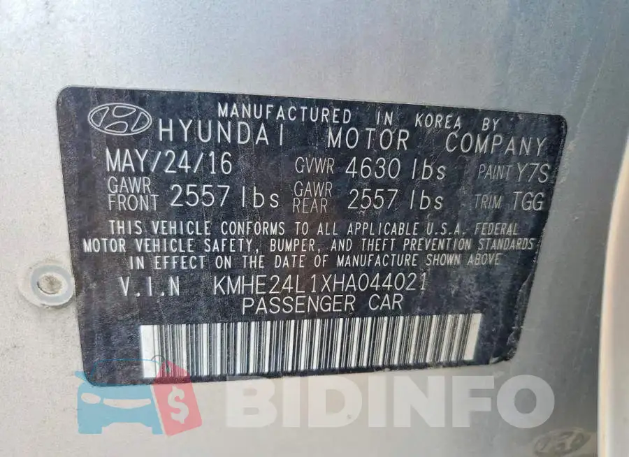 KMHE24L1XHA044021 Photo# 12