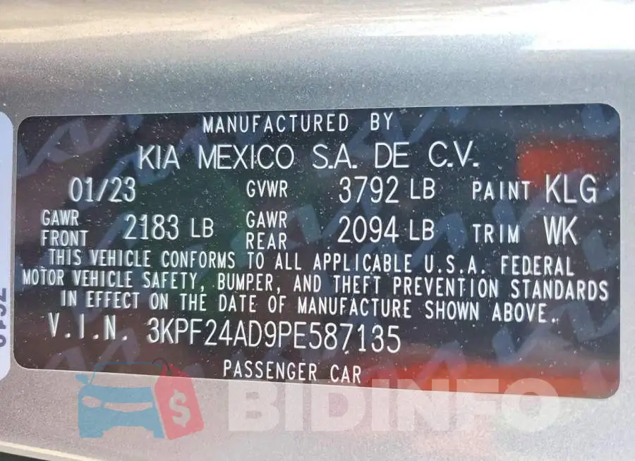 3KPF24AD9PE587135 Photo# 12
