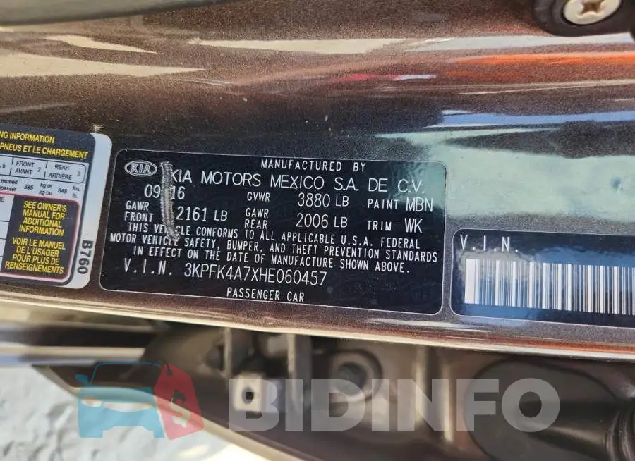 3KPFK4A7XHE060457 Photo# 12
