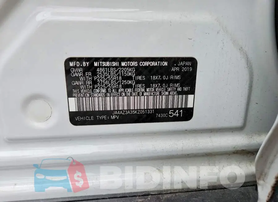 JA4AZ3A35KZ051331 Photo# 13