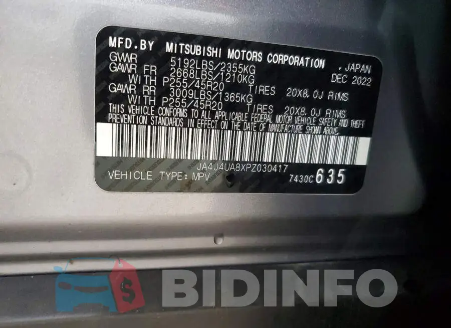 JA4J4UA8XPZ030417 Photo# 14