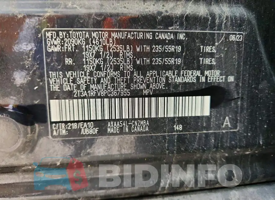 2T3A1RFV8PC367955 Photo# 13