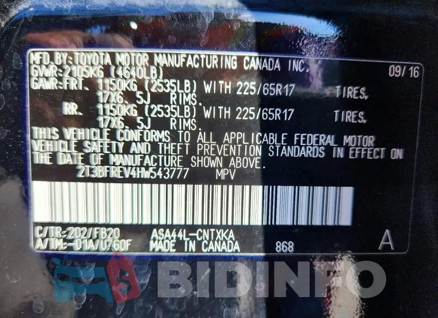 2T3BFREV4HW543777 Photo# 13